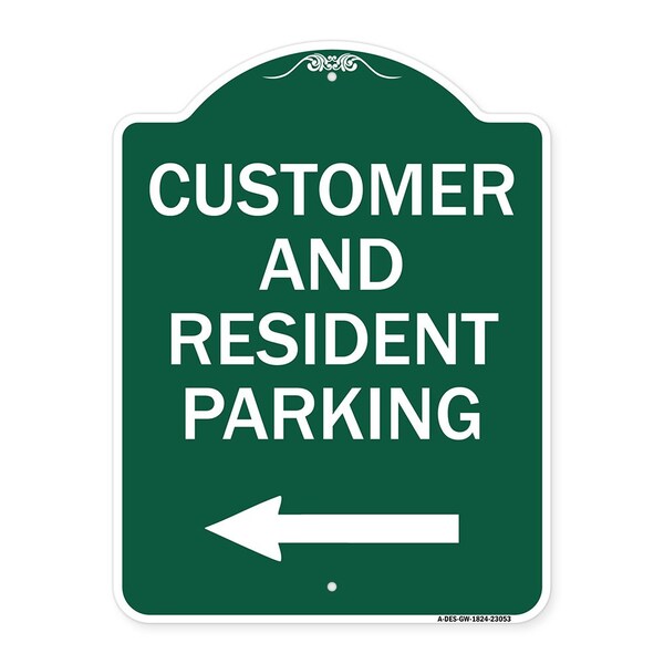 Signmission Reserved Parking Customer and Visitor Parking With Left Arrow, Green & White, A-DES-GW-1824-23053 A-DES-GW-1824-23053 - main